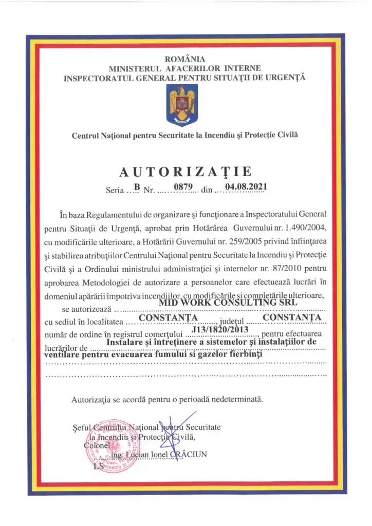 Acasă 15 Executie desfumare Aut. 0879 din 04 08 2021