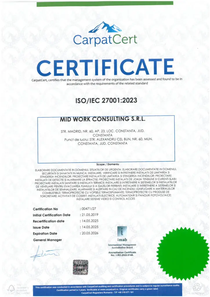 Acasă 9 Mid Work ISO 27001 2025